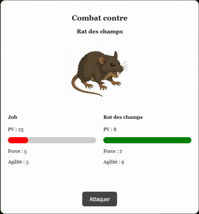 Aperçu du module de combat