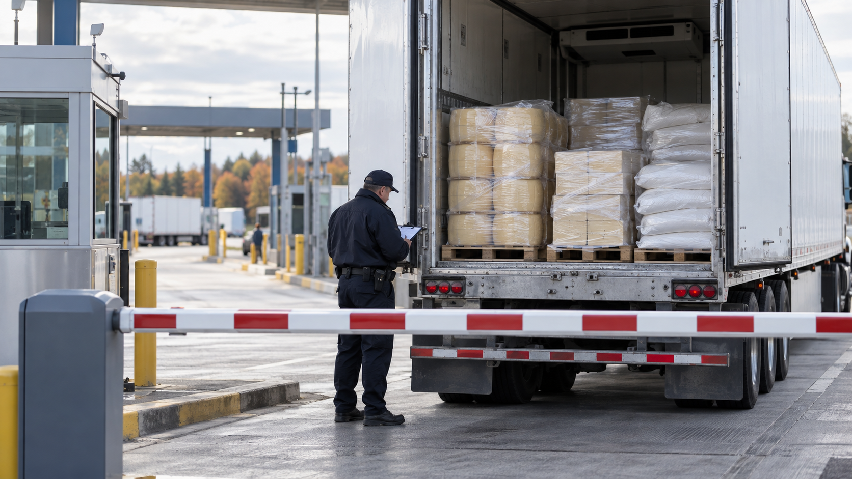 Refrigerated truck carrying cheese and whey stopped at a border checkpoint